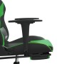 Silla gaming de masaje y reposapiés cuero sintético negro verde en Sillas gaming | Comprar online en Foru.es