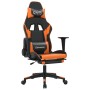 Silla gaming masaje y reposapiés cuero sintético negro naranja en Sillas gaming | Comprar online en Foru.es