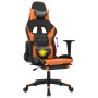 Silla gaming masaje y reposapiés cuero sintético negro naranja en Sillas gaming | Comprar online en Foru.es