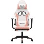 Silla gaming masaje y reposapiés cuero sintético blanco y rosa en Sillas gaming | Comprar online en Foru.es