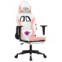 Silla gaming masaje y reposapiés cuero sintético blanco y rosa en Sillas gaming | Comprar online en Foru.es