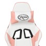 Silla gaming masaje y reposapiés cuero sintético blanco y rosa en Sillas gaming | Comprar online en Foru.es