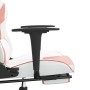Silla gaming masaje y reposapiés cuero sintético blanco y rosa en Sillas gaming | Comprar online en Foru.es