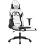 Silla gaming masaje y reposapiés cuero sintético negro blanco en Sillas gaming | Comprar online en Foru.es