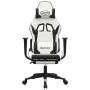Silla gaming masaje y reposapiés cuero sintético negro blanco en Sillas gaming | Comprar online en Foru.es