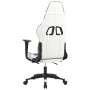 Silla gaming masaje y reposapiés cuero sintético negro blanco en Sillas gaming | Comprar online en Foru.es