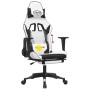 Silla gaming masaje y reposapiés cuero sintético negro blanco en Sillas gaming | Comprar online en Foru.es