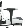 Silla gaming masaje y reposapiés cuero sintético negro blanco en Sillas gaming | Comprar online en Foru.es