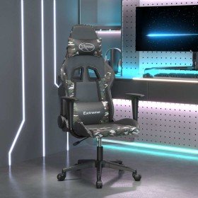 Silla gaming masaje reposapiés cuero sintético negro camuflaje en Sillas gaming | Comprar online en Foru.es