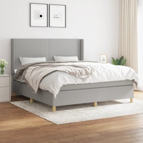 Cama box spring con colchón tela gris claro 180x200 cm de vidaXL, Camas y somieres - Ref: Foro24-3131849, Precio: 644,62 €, D...