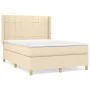 Box spring bed with cream fabric mattress 140x200 cm by vidaXL, Beds and slatted bases - Ref: Foro24-3131998, Price: 507,72 €...