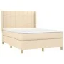 Box spring bed with cream fabric mattress 140x200 cm by vidaXL, Beds and slatted bases - Ref: Foro24-3131998, Price: 507,72 €...