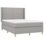 Cama box spring con colchón tela gris claro 140x190 cm de vidaXL, Camas y somieres - Ref: Foro24-3131905, Precio: 494,87 €, D...