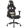 Silla gaming de masaje con reposapiés tela negro y crema en Sillas gaming | Comprar online en Foru.es
