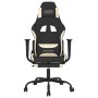 Silla gaming de masaje con reposapiés tela negro y crema en Sillas gaming | Comprar online en Foru.es