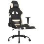 Silla gaming de masaje con reposapiés tela negro y crema en Sillas gaming | Comprar online en Foru.es