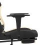 Silla gaming de masaje con reposapiés tela negro y crema en Sillas gaming | Comprar online en Foru.es