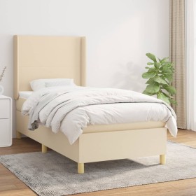 Cama box spring con colchón tela color crema 100x200 cm de vidaXL, Camas y somieres - Ref: Foro24-3131814, Precio: 355,20 €, ...