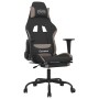 Silla gaming de masaje con reposapiés tela negro y gris taupe en Sillas gaming | Comprar online en Foru.es