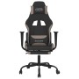 Silla gaming de masaje con reposapiés tela negro y gris taupe en Sillas gaming | Comprar online en Foru.es