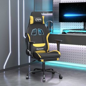 Silla gaming de masaje con reposapiés tela negro y amarillo en Sillas gaming | Comprar online en Foru.es