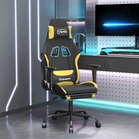 Silla gaming de masaje con reposapiés tela negro y amarillo en Sillas gaming | Comprar online en Foru.es
