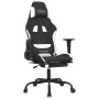 Silla gaming de masaje con reposapiés tela negro y blanco en Sillas gaming | Comprar online en Foru.es