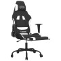 Silla gaming de masaje con reposapiés tela negro y blanco en Sillas gaming | Comprar online en Foru.es