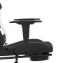 Silla gaming de masaje con reposapiés tela negro y blanco en Sillas gaming | Comprar online en Foru.es