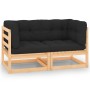 Reposapiés de jardín con cojines 2 uds madera maciza de pino de vidaXL, Sofás de exterior - Ref: Foro24-3083726, Precio: 144,...
