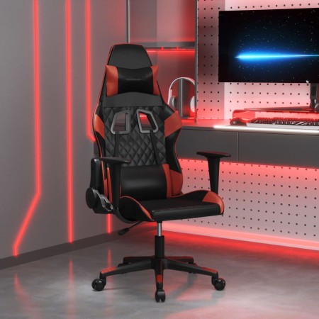 Silla gaming de masaje cuero sintético negro y rojo vino tinto en Sillas gaming | Comprar online en Foru.es