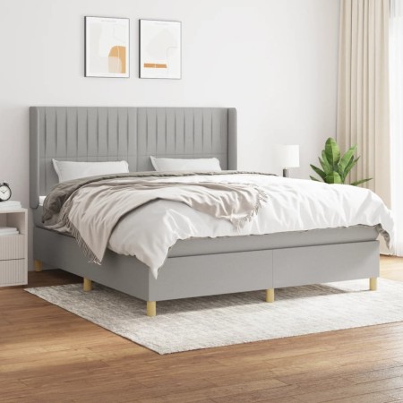Cama box spring con colchón tela gris claro 180x200 cm de vidaXL, Camas y somieres - Ref: Foro24-3132169, Precio: 631,29 €, D...