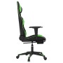 Silla gaming de masaje y reposapiés cuero sintético negro verde en Sillas gaming | Comprar online en Foru.es