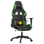 Silla gaming de masaje y reposapiés cuero sintético negro verde en Sillas gaming | Comprar online en Foru.es