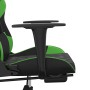 Silla gaming de masaje y reposapiés cuero sintético negro verde en Sillas gaming | Comprar online en Foru.es
