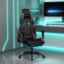 Silla gaming de masaje y reposapiés cuero sintético negro gris en Sillas gaming | Comprar online en Foru.es