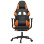 Silla gaming masaje y reposapiés cuero sintético negro naranja en Sillas gaming | Comprar online en Foru.es