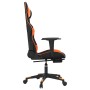 Silla gaming masaje y reposapiés cuero sintético negro naranja en Sillas gaming | Comprar online en Foru.es