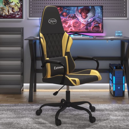 Silla gaming de masaje cuero sintético negro y dorado en Sillas gaming | Comprar online en Foru.es