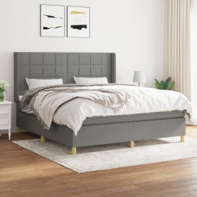 Cama box spring con colchón tela gris oscuro 180x200 cm de vidaXL, Camas y somieres - Ref: Foro24-3132010, Precio: 621,19 €, ...