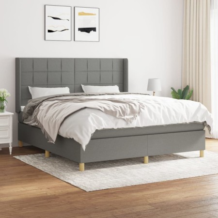 Cama box spring con colchón tela gris oscuro 180x200 cm de vidaXL, Camas y somieres - Ref: Foro24-3132010, Precio: 621,19 €, ...