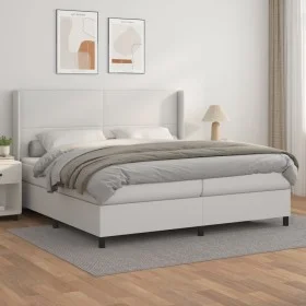 Cama box spring con colchón cuero sintético blanco 200x200 cm de vidaXL, Camas y somieres - Ref: Foro24-3132400, Precio: 736,...