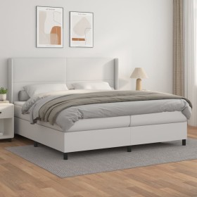Cama box spring con colchón cuero sintético blanco 200x200 cm de vidaXL, Camas y somieres - Ref: Foro24-3132400, Precio: 738,...