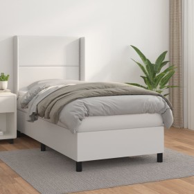 Cama box spring con colchón cuero sintético blanco 100x200 cm de vidaXL, Camas y somieres - Ref: Foro24-3132424, Precio: 359,...