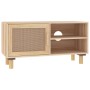 Mueble para TV madera maciza pino y ratán natural 80x30x40 cm en Muebles TV | Comprar online en Foru.es