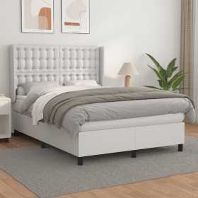 Cama box spring con colchón cuero sintético blanco 140x200cm de vidaXL, Camas y somieres - Ref: Foro24-3132502, Precio: 539,5...