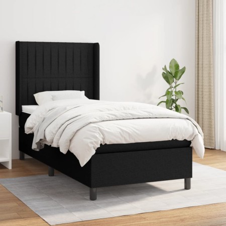 Cama box spring con colchón tela negro 90x190 cm de vidaXL, Camas y somieres - Ref: Foro24-3131555, Precio: 326,26 €, Descuen...