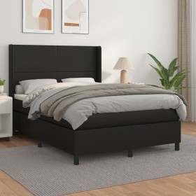 Cama box spring con colchón cuero sintético negro 140x190 cm de vidaXL, Camas y somieres - Ref: Foro24-3132375, Precio: 519,8...