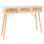 Mesa consola madera pino maciza ratán natural 105x30x75 cm en Mesas auxiliares | Comprar online en Foru.es