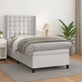 Cama box spring con colchón cuero sintético blanco 100x200 cm de vidaXL, Camas y somieres - Ref: Foro24-3132484, Precio: 373,...